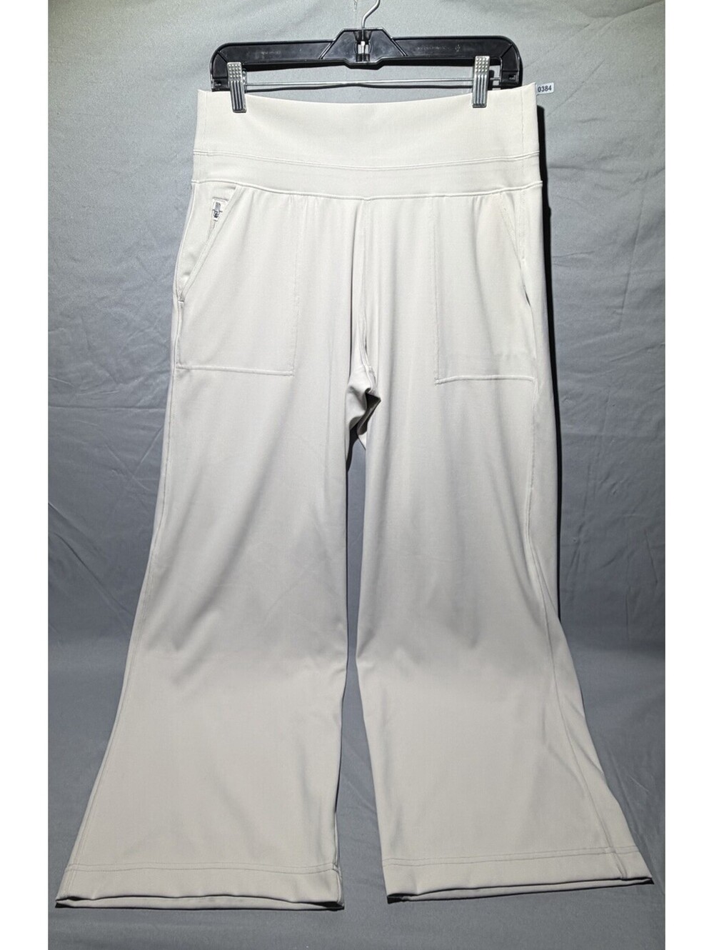 Athleta Venice Wide Leg High Waist Pants Size L Hidden Pocket (MSRP $119) Cream